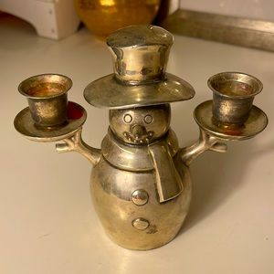 Vintage Silver Plate Snowman Candlestick Holder.